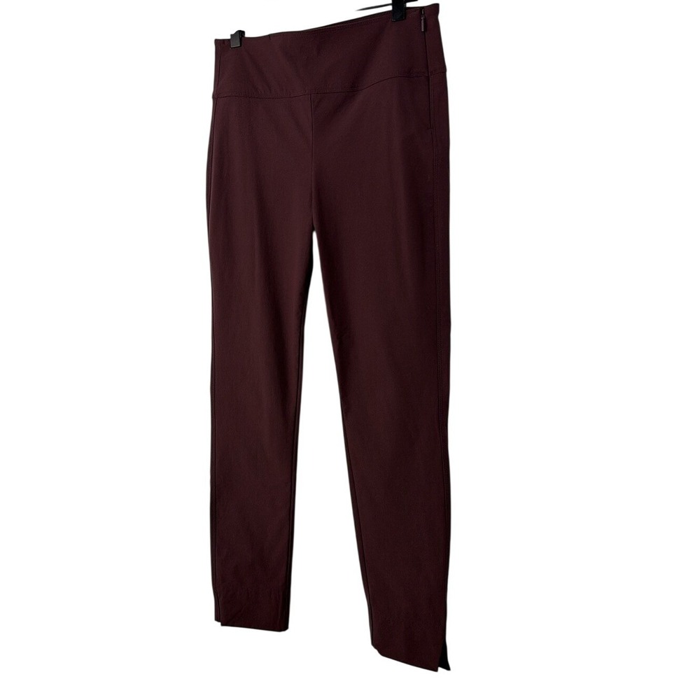 Athleta Wander Slim Ankle Pants Burgundy Maroon Side Zip Travel Trousers Size 4 - Picture 2 of 8